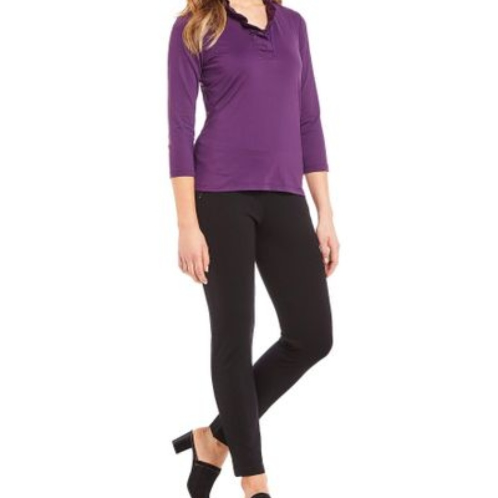 J. McLaughlin Ruffle Durham Top Eggplant Small-(S)